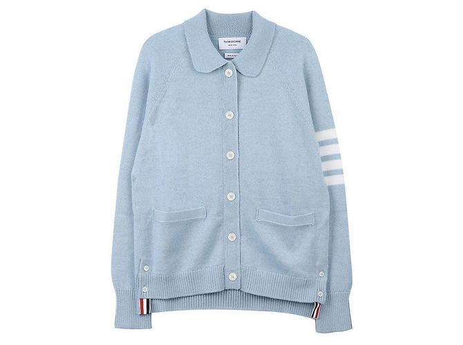 Thom Browne Damen Cardigan aus Wolle Raglan Blau - Ansicht 3