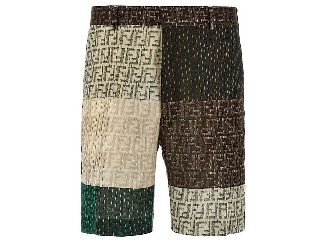 Fendi Bermuda in Lino Multicolore - vista 4
