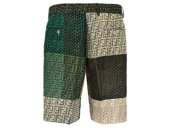 Fendi Bermuda in Lino Multicolore - vista 5