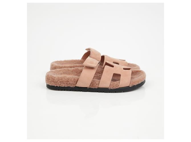 Hermès Sandali in shearling Taglia Rosa - vista 3