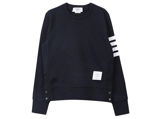 Thom Browne Gestreiftes klassisches Rundhals-T-Shirt Blau - Ansicht 3