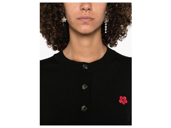 Kenzo Blumenbestickter Wollcardigan Schwarz - Ansicht 6