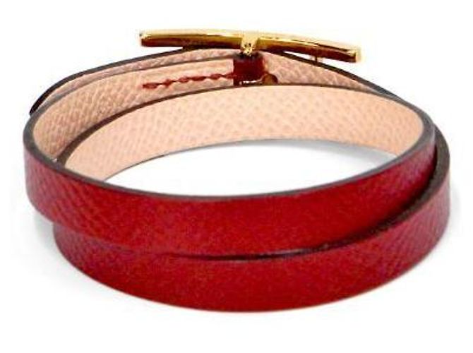 Hermès Pulsera de cuero rojo Roja - vista 3