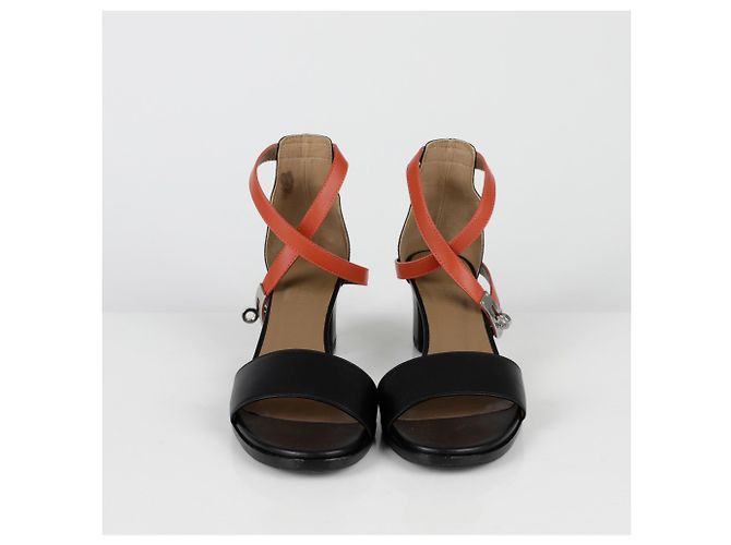 Hermès Manège Kelly Sandalen Absatz Größe Schwarz - Ansicht 6