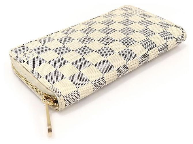 Louis Vuitton Zippy Geldbörse aus Damier Azur Canvas Weiß - Ansicht 3