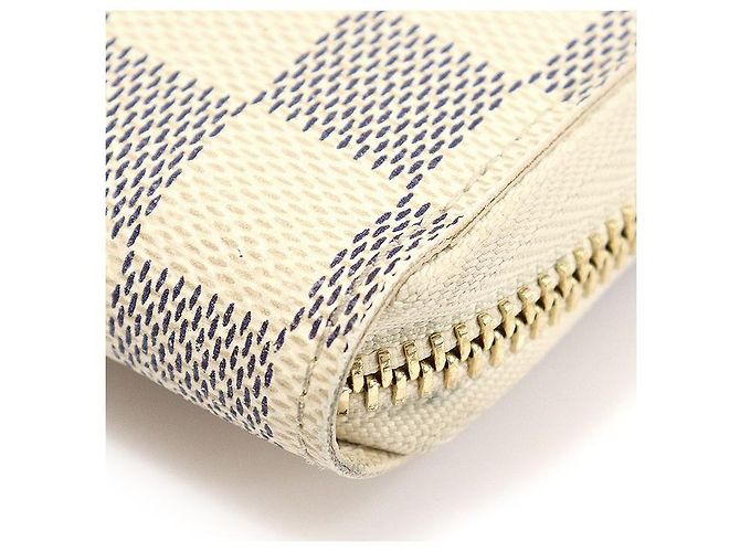 Louis Vuitton Zippy Geldbörse aus Damier Azur Canvas Weiß - Ansicht 6