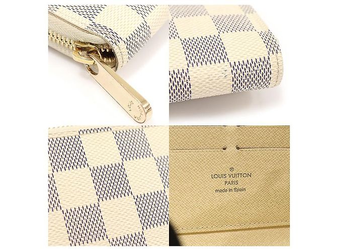 Louis Vuitton Zippy Geldbörse aus Damier Azur Canvas Weiß - Ansicht 7