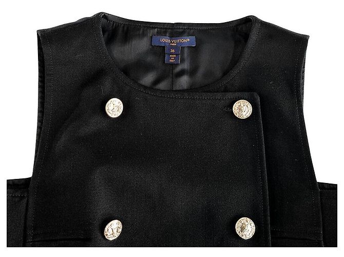 Louis Vuitton Vestido de satén de doble botonadura Negro - vista 3