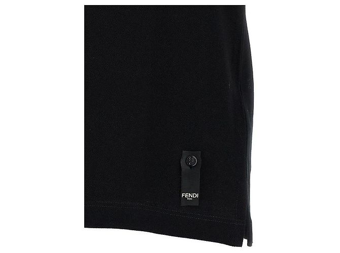 Fendi Metallic Piqué Poloshirt Schwarz - Ansicht 7