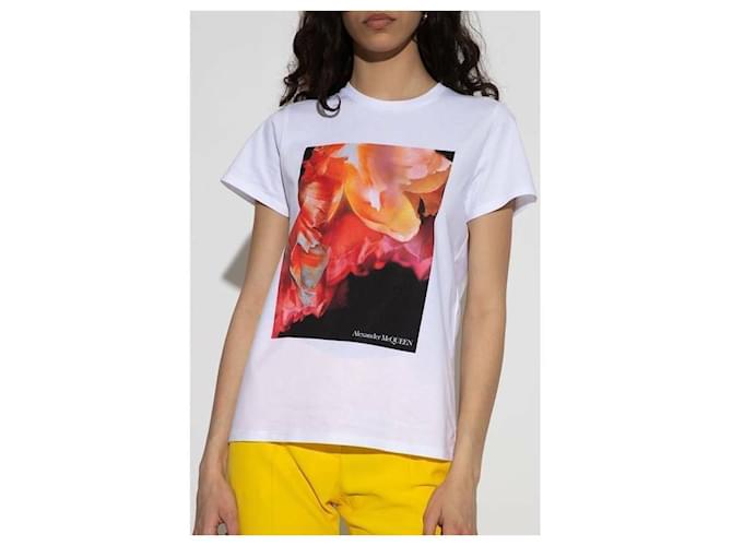 Alexander Mcqueen Explodiertes Blütenblatt T-Shirt Weiß - Ansicht 4