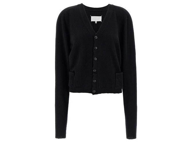 Maison Martin Margiela Wollstrickjacke mit V-Ausschnitt Schwarz - Ansicht 4