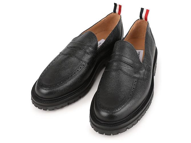 Thom Browne Mocassino a punta rotonda in grosgrain con loop Nero - vista 3