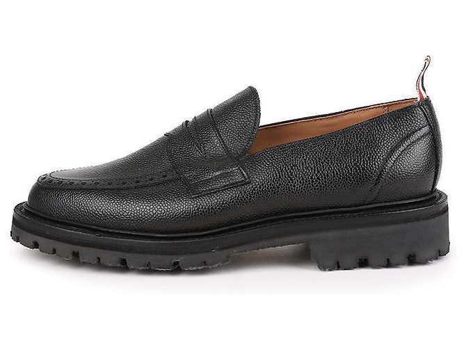 Thom Browne Mocassino a punta rotonda in grosgrain con loop Nero - vista 6