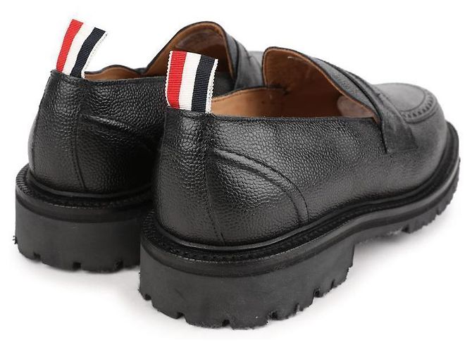 Thom Browne Mocassino a punta rotonda in grosgrain con loop Nero - vista 8