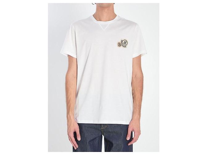 Moncler Baumwoll-T-Shirt mit Doppel-Logo-Patch Weiß - Ansicht 4