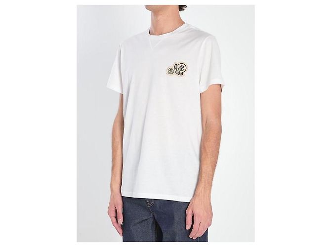 Moncler Baumwoll-T-Shirt mit Doppel-Logo-Patch Weiß - Ansicht 5