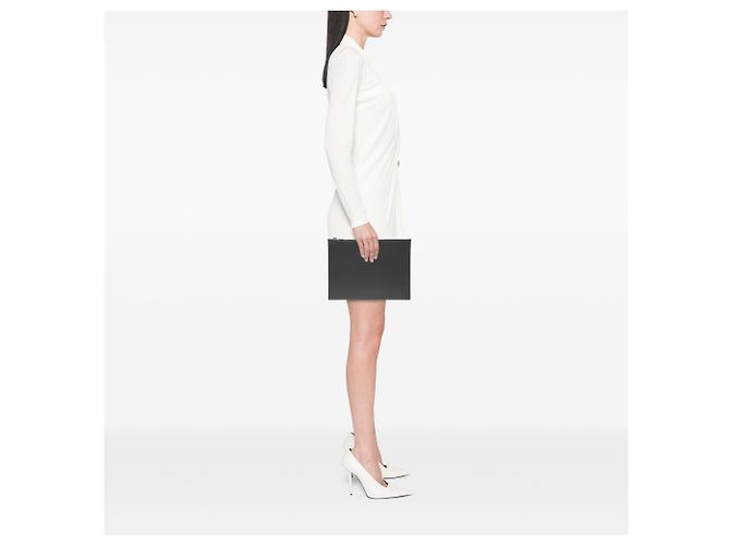 Clutch in pelle nera con zip Saint Laurent Nero - vista 7