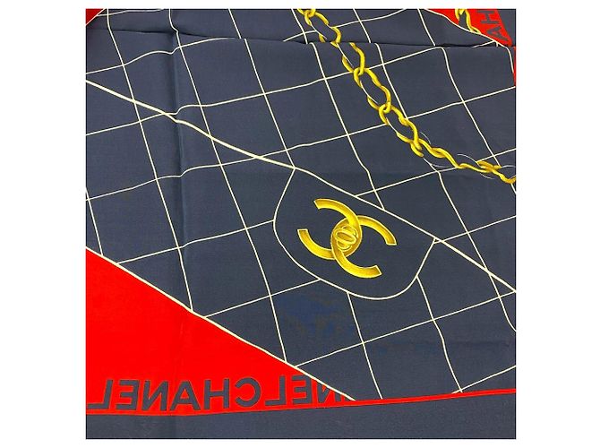 Foulard in seta Chanel Blue Classic Flap - vista 3