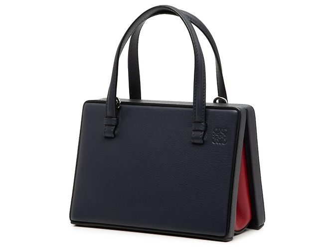 LOEWE Borsa a mano postal London in pelle blu piccola Blu navy - vista 2