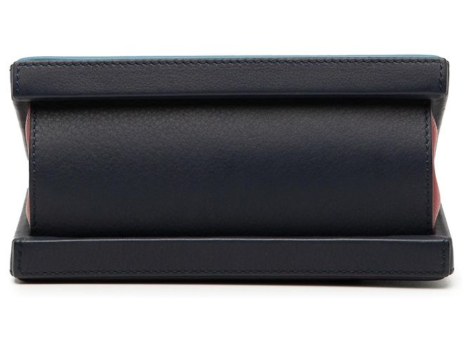 LOEWE Borsa a mano postal London in pelle blu piccola Blu navy - vista 3