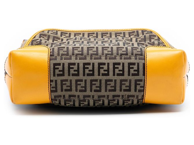 Fendi Braune Zucchino Canvas Einkaufstasche mit Fronttasche für Köche Beige - Ansicht 3