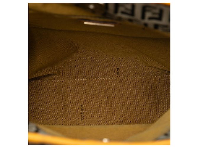 Fendi Braune Zucchino Canvas Einkaufstasche mit Fronttasche für Köche Beige - Ansicht 4