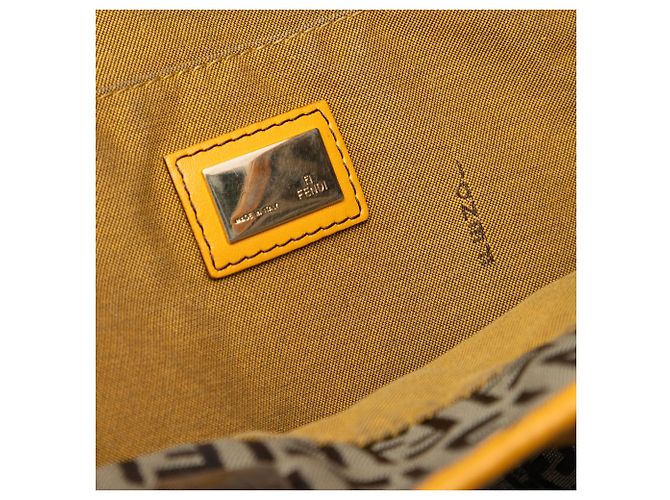 Fendi Braune Zucchino Canvas Einkaufstasche mit Fronttasche für Köche Beige - Ansicht 6