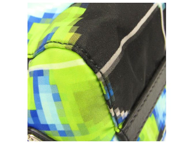 Tote Borsa a Spalla Prada Tessuto 2VG019 Nero Verde chiaro - vista 4