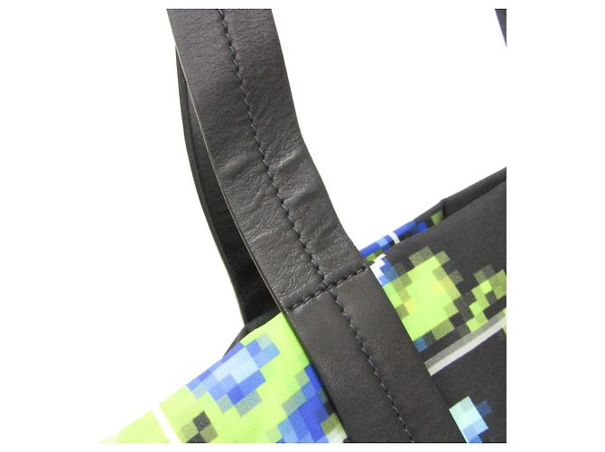 Tote Borsa a Spalla Prada Tessuto 2VG019 Nero Verde chiaro - vista 8