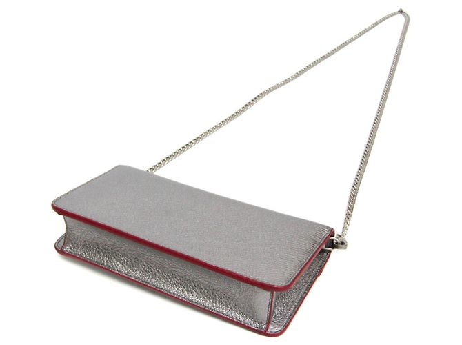 Bolsa de couro feminina Miu Miu MADRAS LOVE 5DH044 Prata Vermelho - vista 3