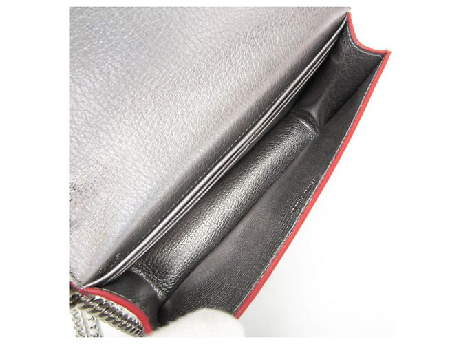 Bolsa de couro feminina Miu Miu MADRAS LOVE 5DH044 Prata Vermelho - vista 4