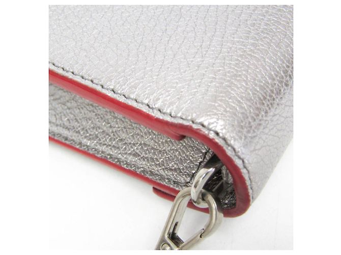 Bolsa de couro feminina Miu Miu MADRAS LOVE 5DH044 Prata Vermelho - vista 6