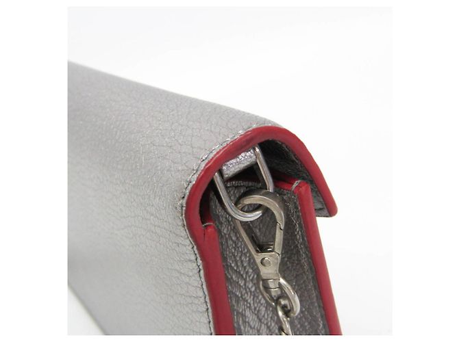 Bolsa de couro feminina Miu Miu MADRAS LOVE 5DH044 Prata Vermelho - vista 8
