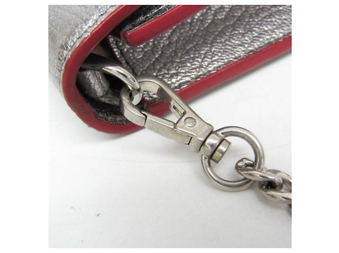 Bolsa de couro feminina Miu Miu MADRAS LOVE 5DH044 Prata Vermelho - vista 9
