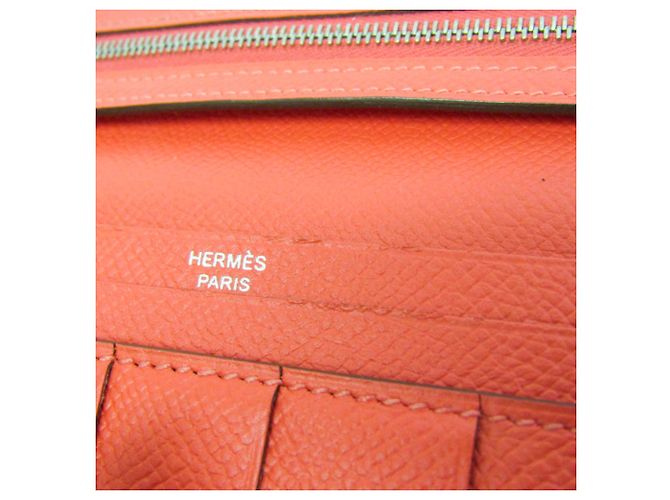 Hermès Bearn Soufflé Lange Geldbörse in Lachsrosa Pink - Ansicht 14