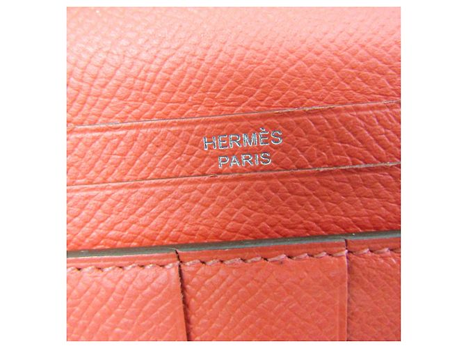 Hermès Bearn Soufflé Lange Geldbörse in Lachsrosa Pink - Ansicht 16