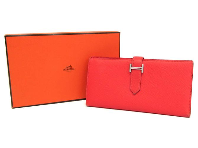 Hermès Bearn Soufflé Lange Geldbörse in Lachsrosa Pink - Ansicht 2