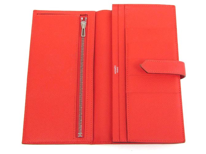 Hermès Bearn Soufflé Lange Geldbörse in Lachsrosa Pink - Ansicht 4