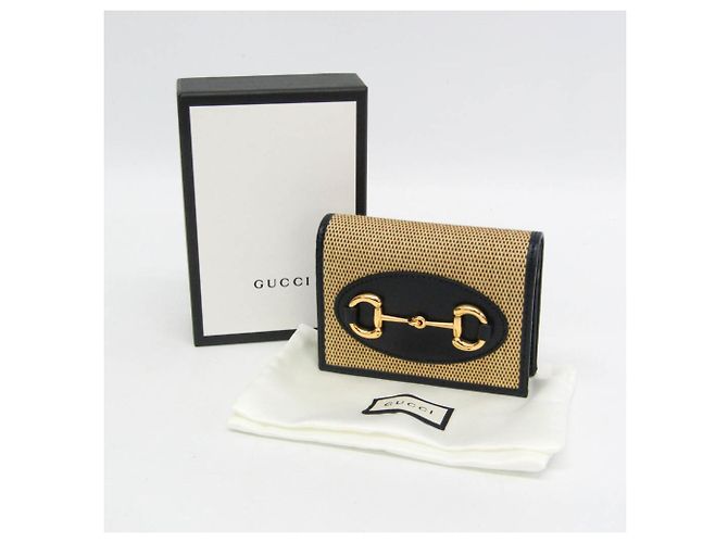 Mini billetera Gucci Horsebit 1955 Negro Beige - vista 2