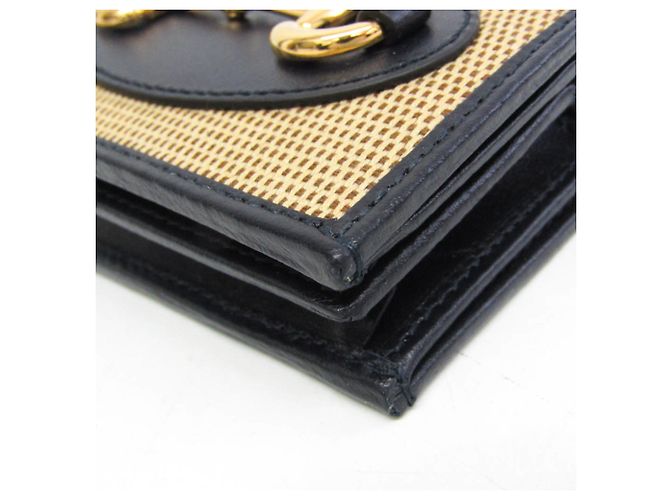 Mini billetera Gucci Horsebit 1955 Negro Beige - vista 6