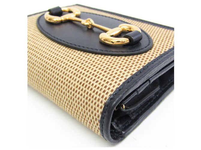 Mini billetera Gucci Horsebit 1955 Negro Beige - vista 7