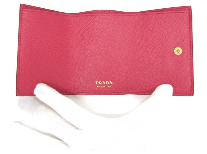 Prada Saffiano Leder Geldbörse Pink - Ansicht 3