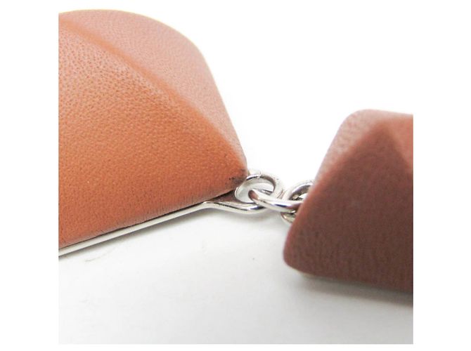 Orecchini in pelle e metallo Medor Gaine GM di Hermès Marrone - vista 9
