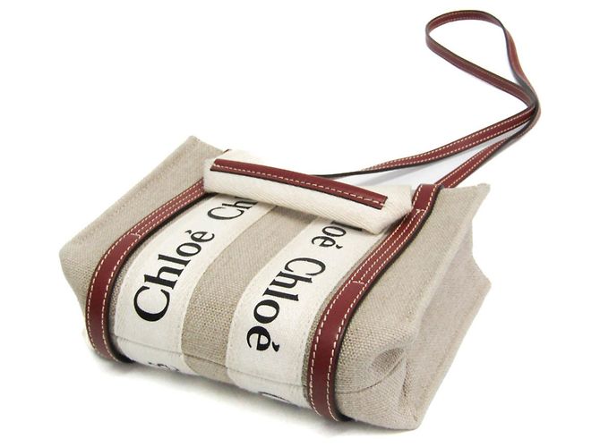 Bolso de Hombro Chloé Woody Mini Beige Claro - vista 2