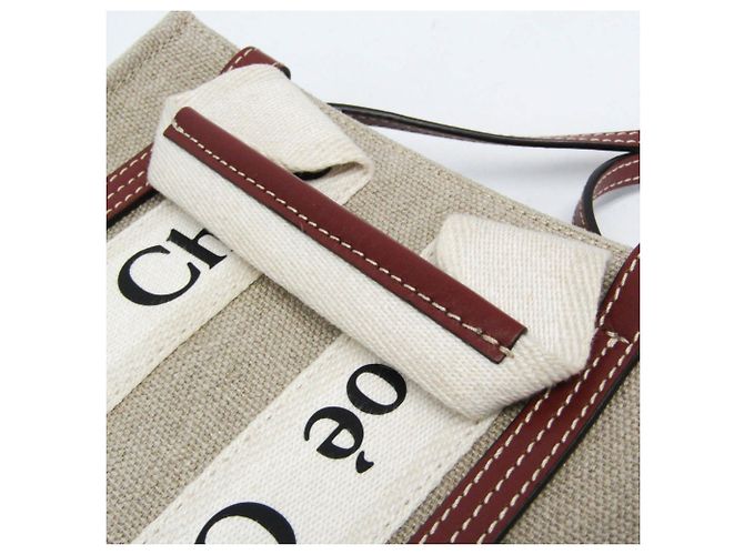 Bolso de Hombro Chloé Woody Mini Beige Claro - vista 5
