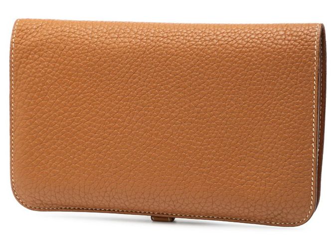 Billetera bi-fold Hermès Dogon GM de cuero Togo marrón Castaño - vista 2