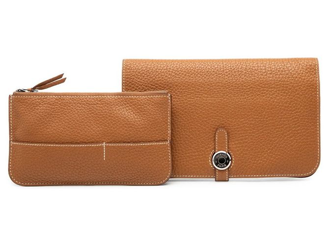 Billetera bi-fold Hermès Dogon GM de cuero Togo marrón Castaño - vista 7