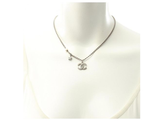 Collar Chanel con strass y perlas artificiales Blanco Dorado - vista 5