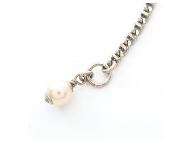 Collar Chanel con strass y perlas artificiales Blanco Dorado - vista 6