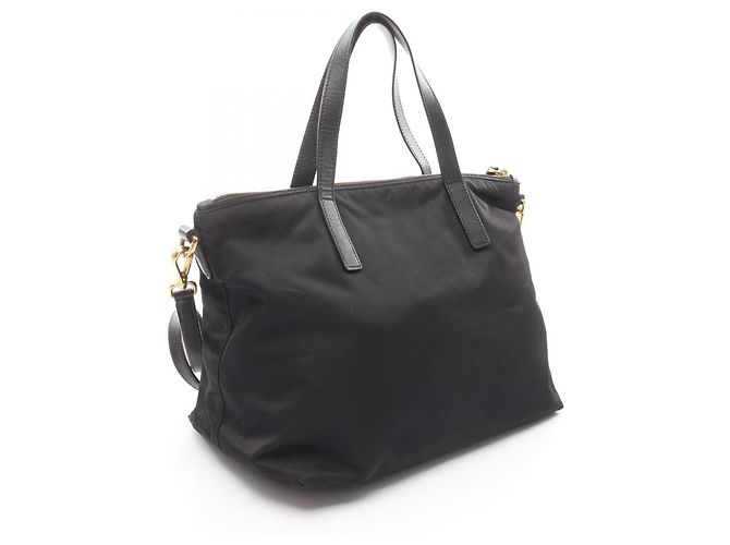 Borsa tote in nylon e pelle Saffiano Prada Nero Multicolore - vista 2